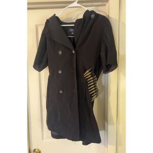 Steampunk Trench Coat Button Up Jacket w/ faux Bullet Belt Cosplay Mens Medium